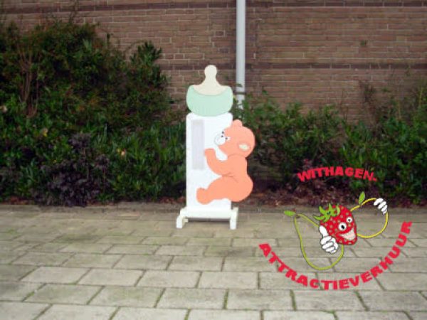 Geboorte bord beer met fles