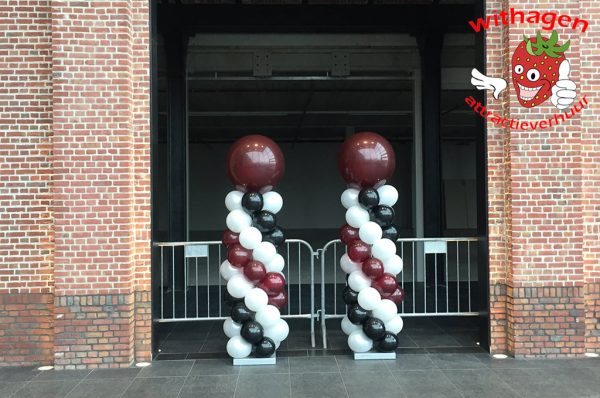 Ballonnen pilaar Rood/Zwart/Wit