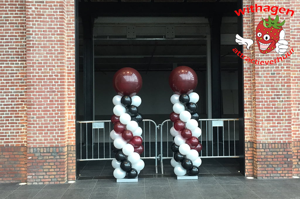 Ballonnen pilaar Rood/Zwart/Wit