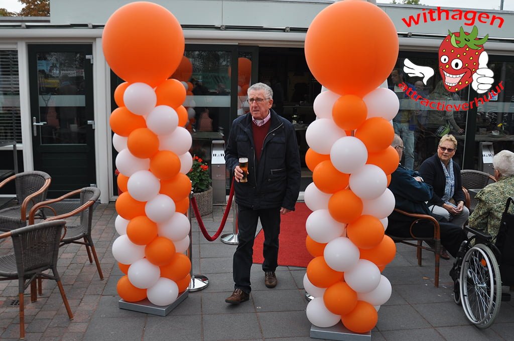 Ballonnen pilaar Oranje/Wit