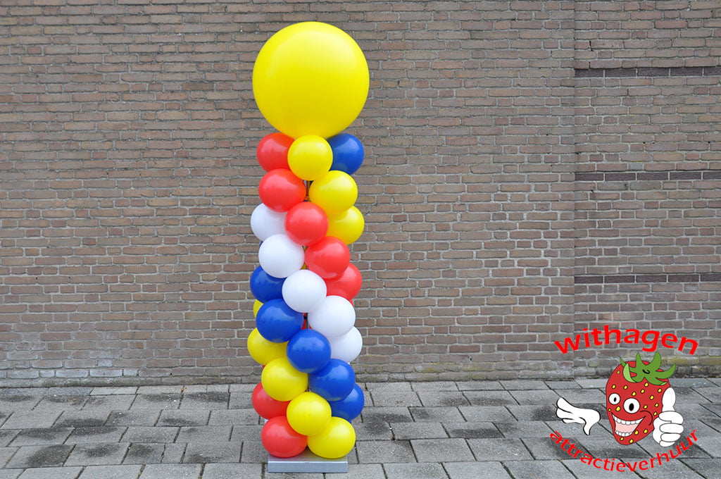 Ballonnen pilaar rood wit blauw geel