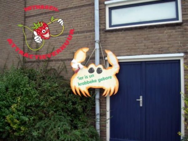 Geboorte bord krab oranje