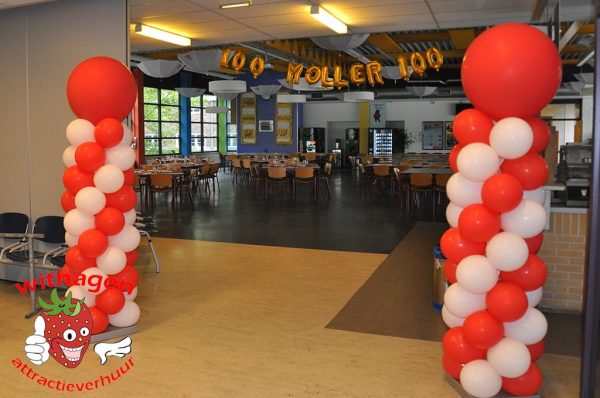 Balllonpilaar Rood Wit huren