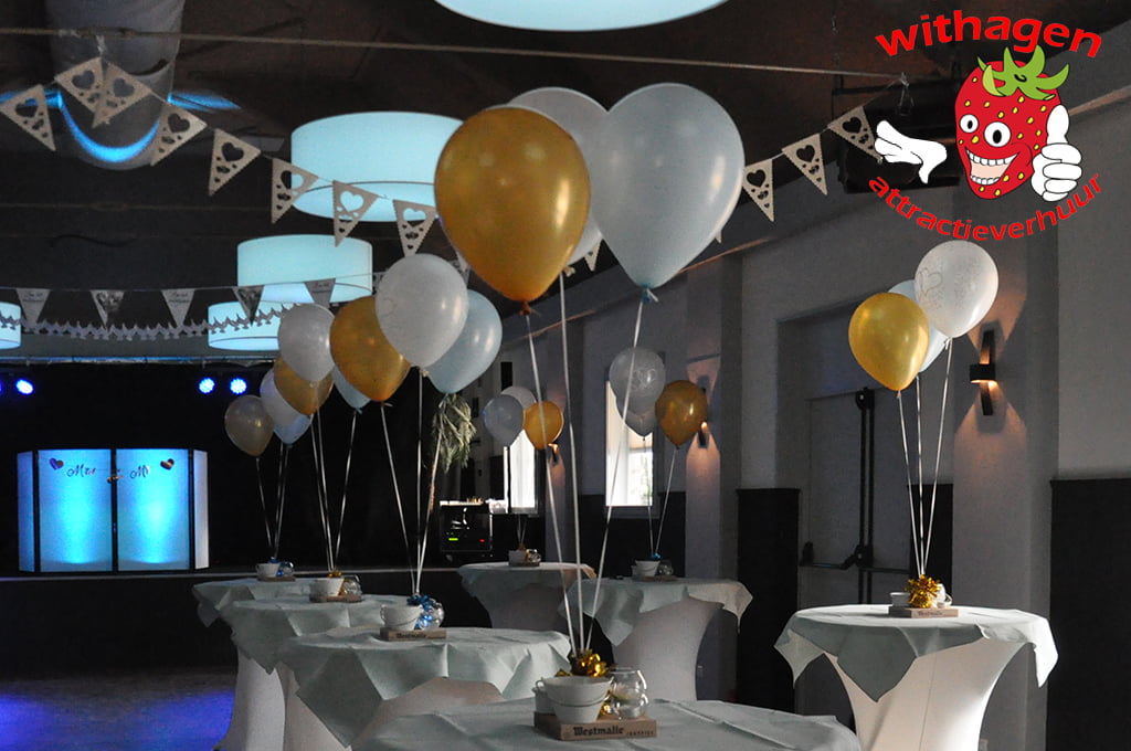 Tafeldecoratie ballonnen Goud/Blauw/Wit Withagen