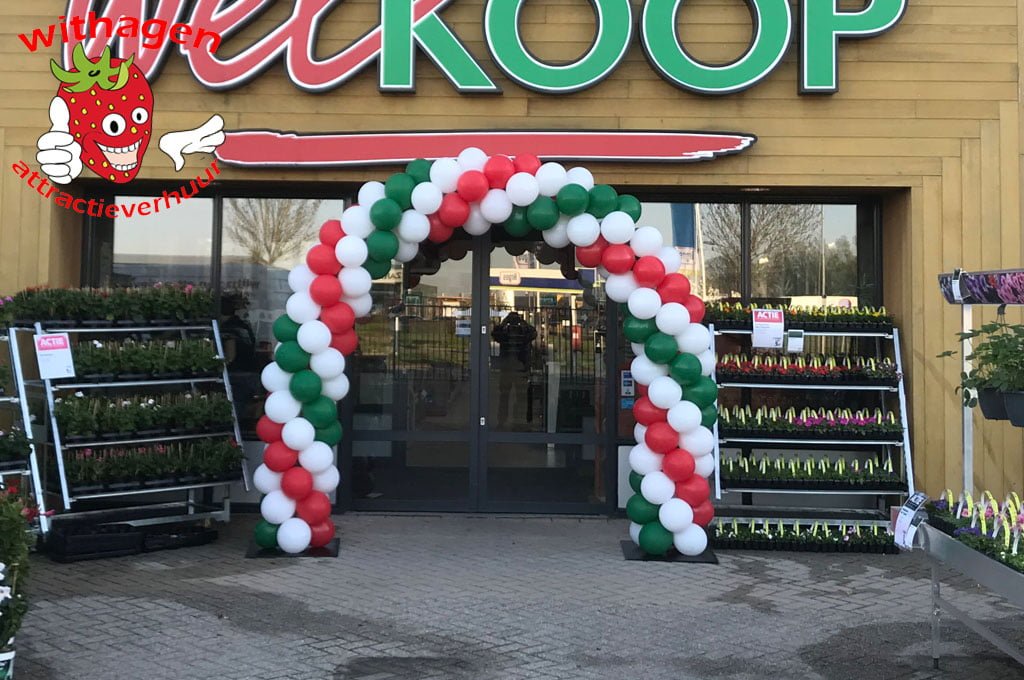 Ballonnen boog 6 meter Rood-Groen-Wit