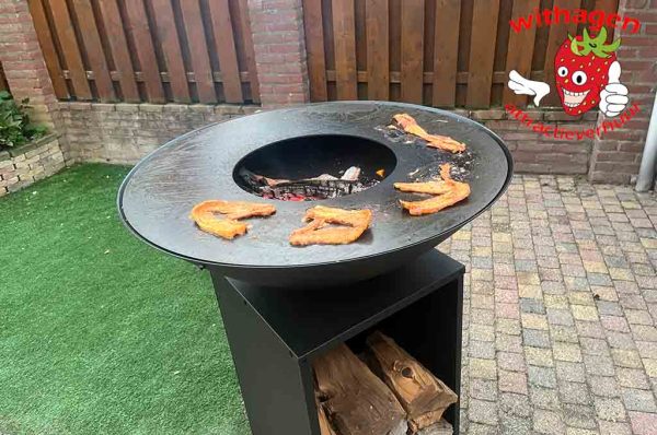 BBQ vuurschaal aan