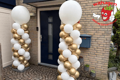 Ballonnen pilaar wit goud